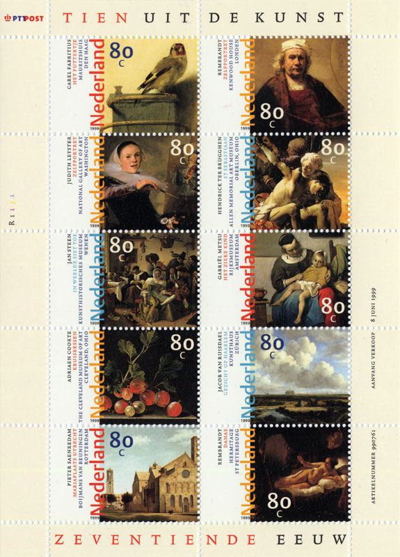 10 postzegels, kunst uit de zeventiende eeuw-1