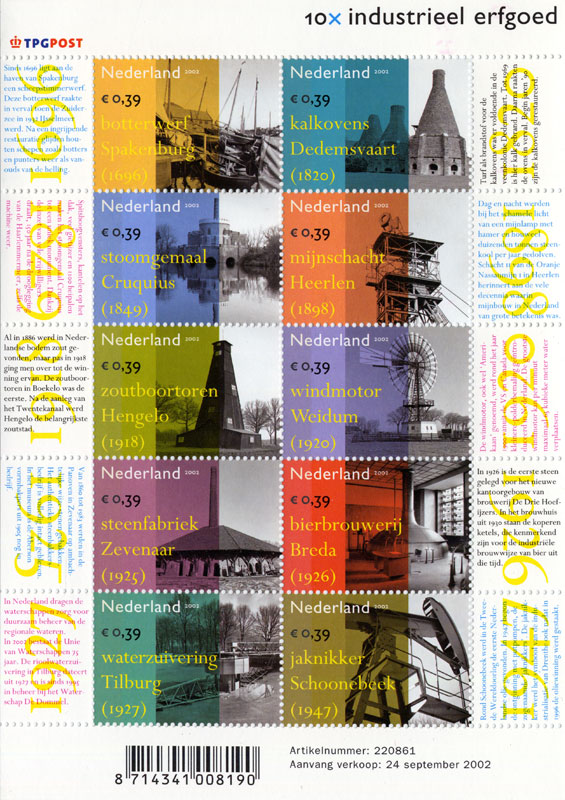 10 postzegels, industrieel erfgoed